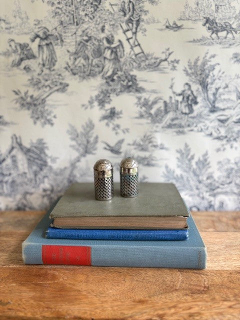 Vintage EPNS and Cobalt Blue Salt & Pepper Shakers one set available.