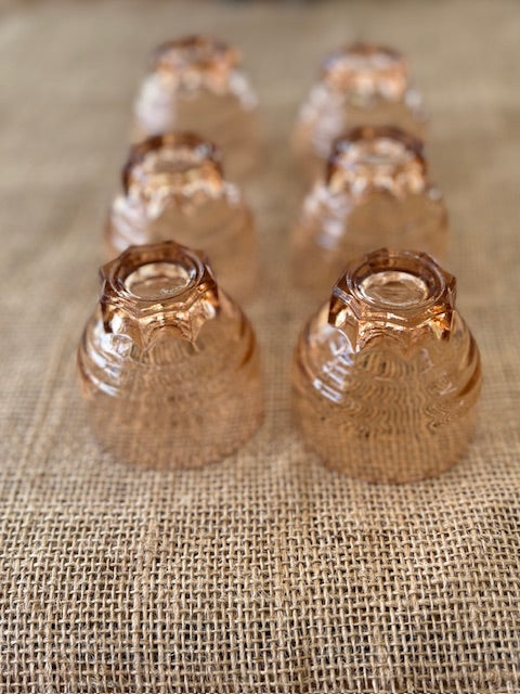 Art Deco French Peach/Rose Aperitif Glasses (6) one available set - SOLD
