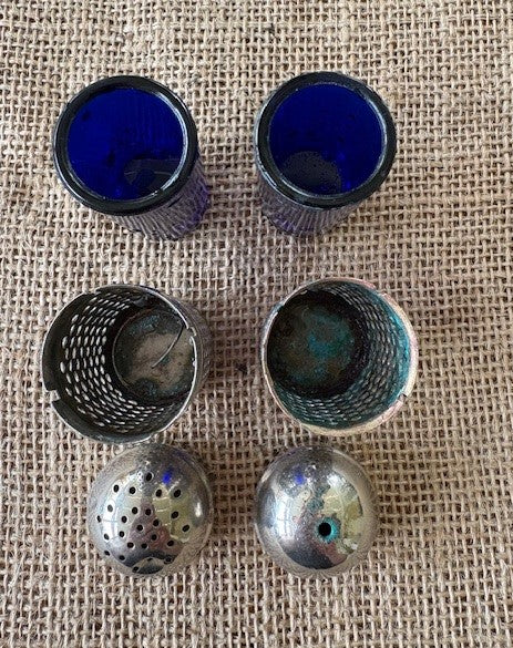 Vintage EPNS and Cobalt Blue Salt & Pepper Shakers one set available.