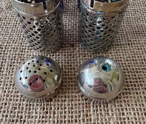 Vintage EPNS and Cobalt Blue Salt & Pepper Shakers one set available.