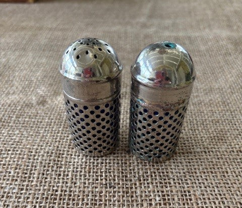 Vintage EPNS and Cobalt Blue Salt & Pepper Shakers one set available.